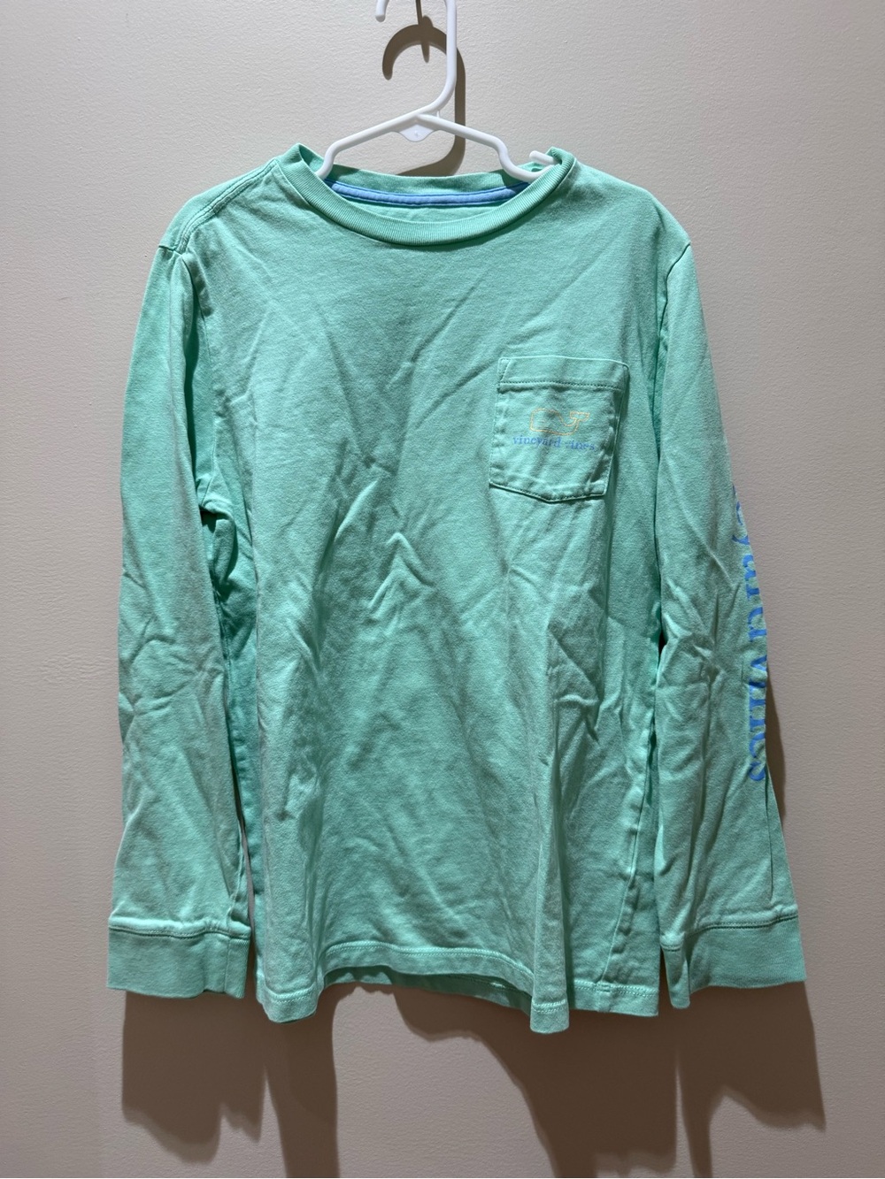 Vineyard Vines Kids Long-Sleeve Pocket Tee - Mint - Picture 1 of 4